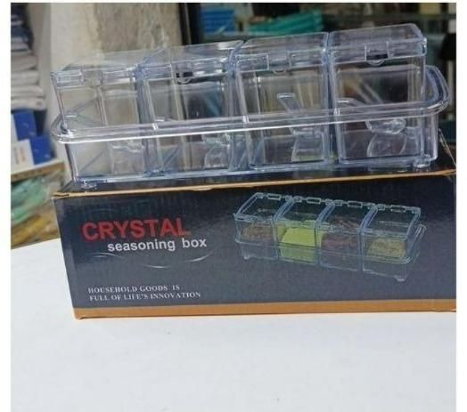 Crystal Seasoning Acrylic Box Set of 4 With Spoons